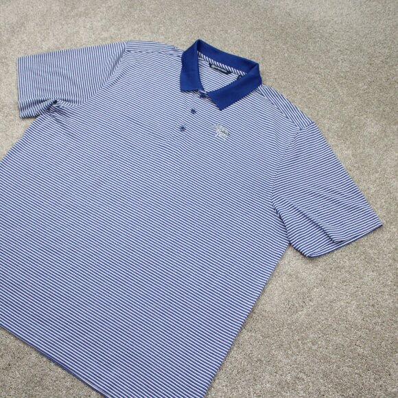 Cutter & Buck Polo Shirt Mens XL Blue/White Stretch S/S Golf Torrey Pines Logo - Picture 3 of 14